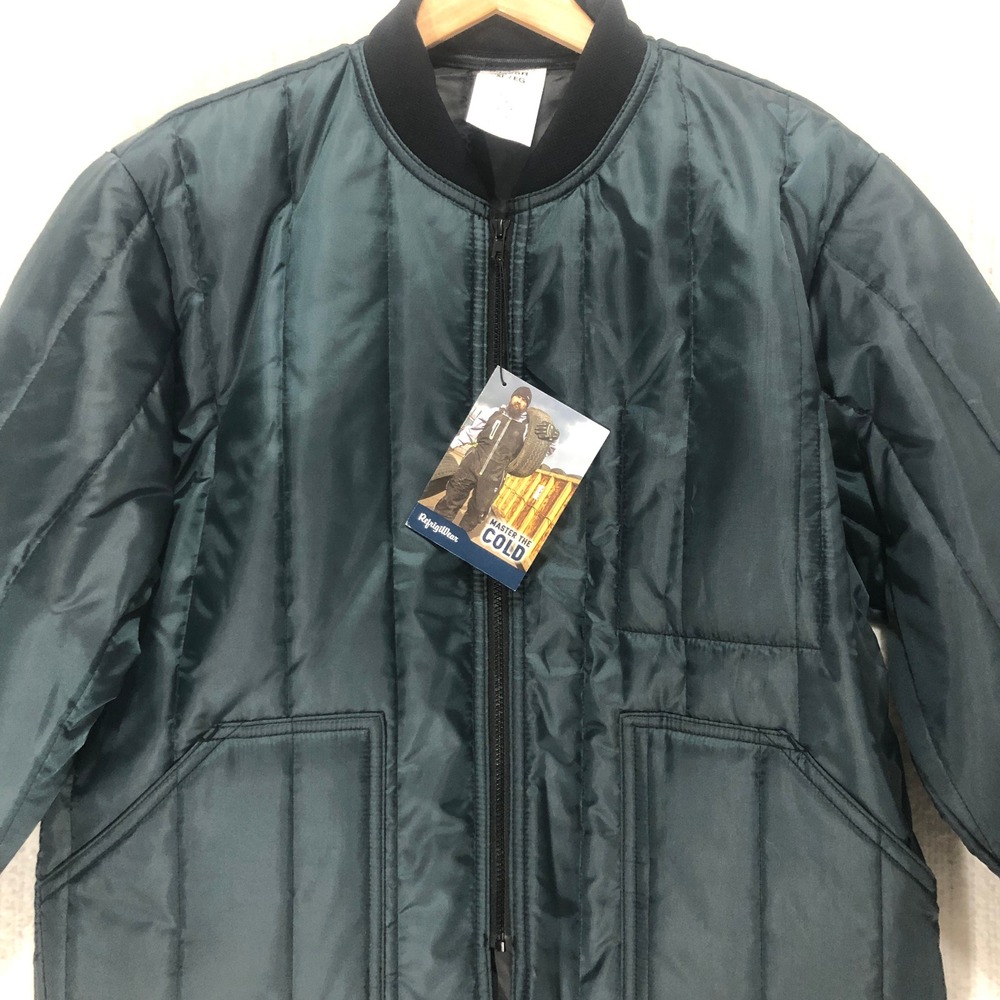RefrigiWear 0925R Insulated Quilted Jacket Mens XL Green Full Zip Workwear NEW